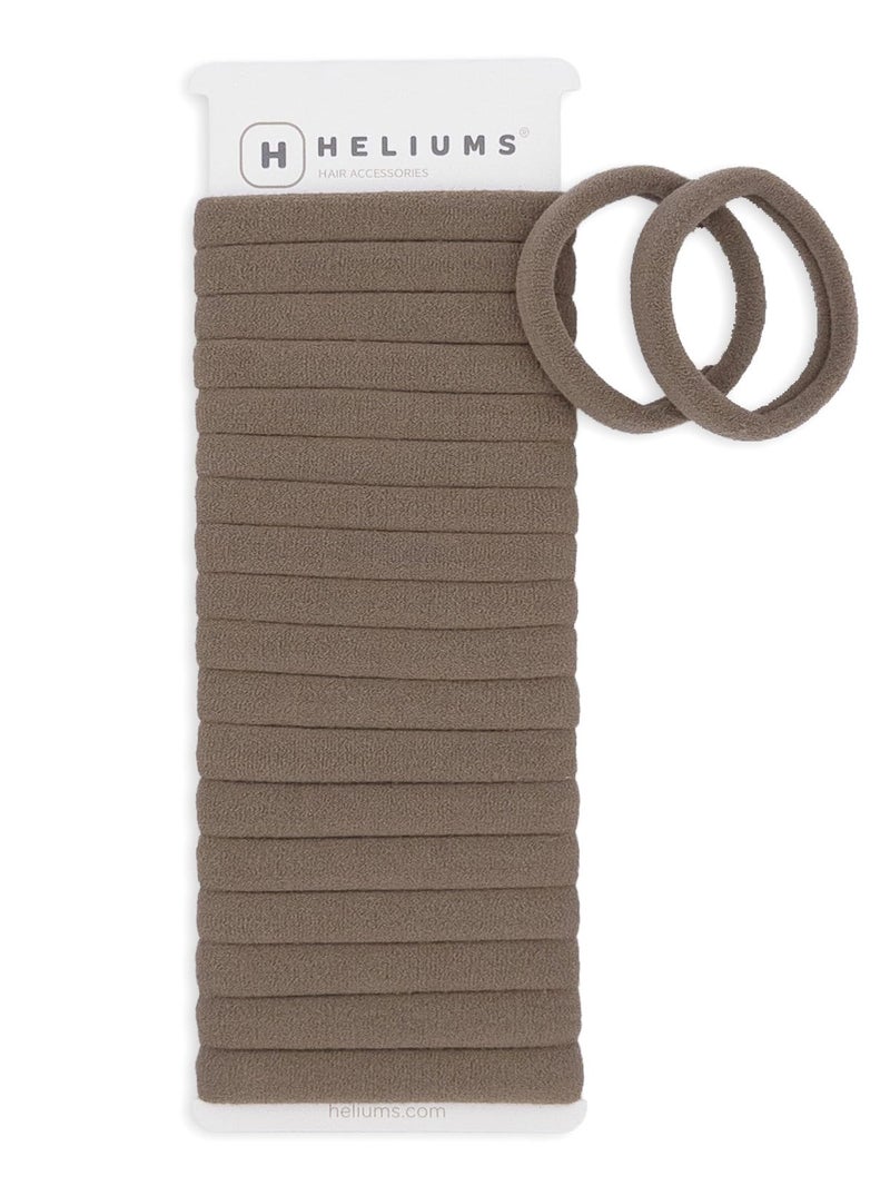 Heliums Soft Hair Ties - No Damage Seamless Nylon Fabric Bands, Stretchy Ponytail Holders for Thin & Thick Hair - Standard 1.5 Inch, Light Brown, 20 Pack - Image 1