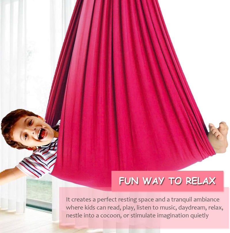 Dadoudou Sensory Swing Indoor Hammock Chair for Kids With Special Needs, Autism, ADHD, SPD, Aspergers, Sensory Integration, Snuggle Cuddle Pod Therapy Swing With Hardware Included (Red) - Image 2