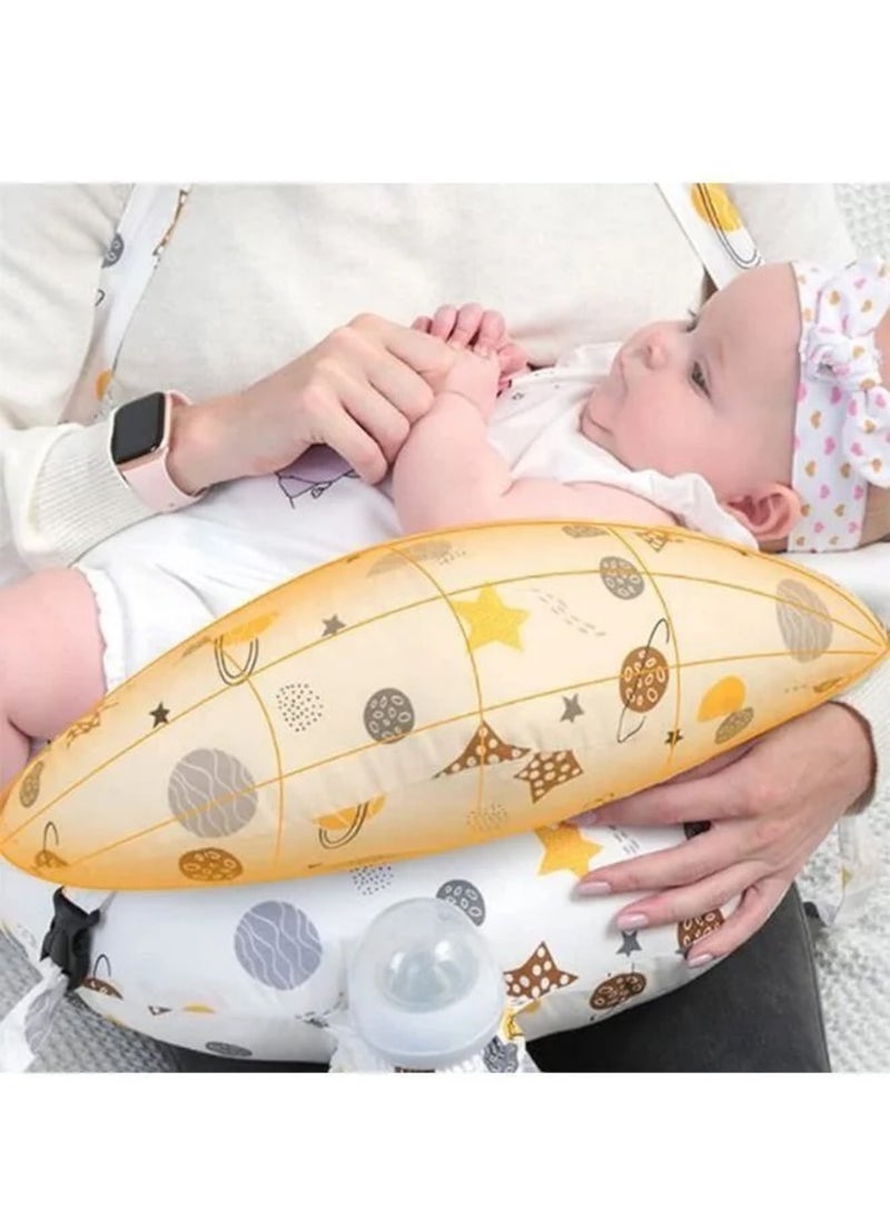 Multipurpose Feeding Pillow, Large Breastfeeding Pillows for Babies, Feeding Pillow, Baby Nursing Pillows, Bed U-shape Pillow and Baby Lounger for Newborn (0-12 months) (White Planet) - Image 3