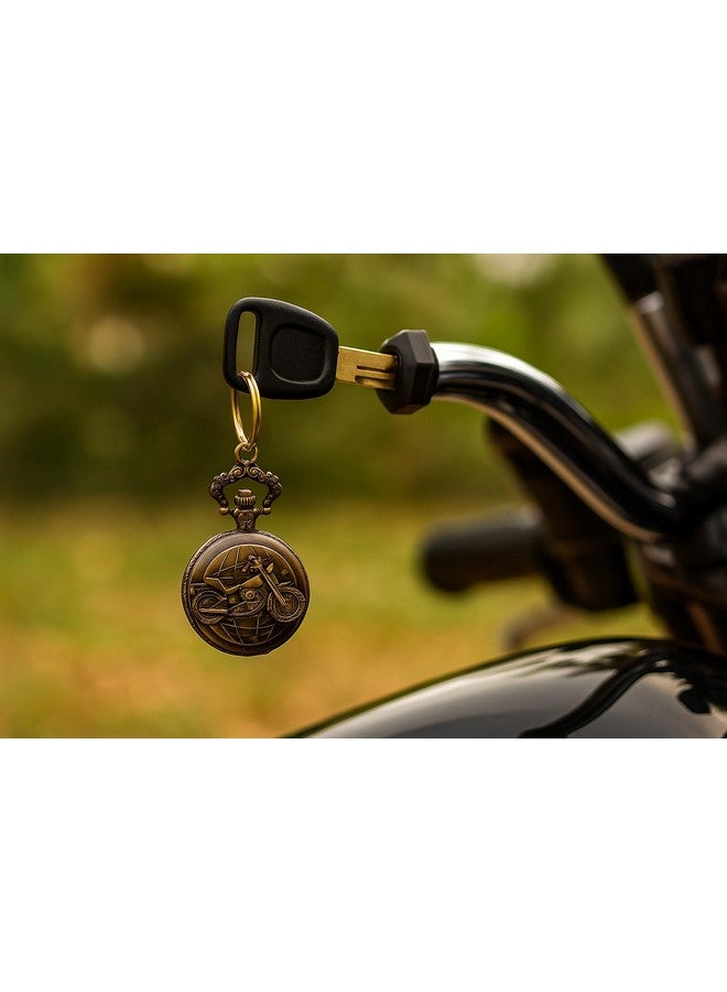 Blue Aura Motorbike Pocket Watch Keychain Nautical | Vintage Style Keychain | Retro Style Keychain | Gift for Birthday, Anniversary, Holi (Motorbike) - Image 3
