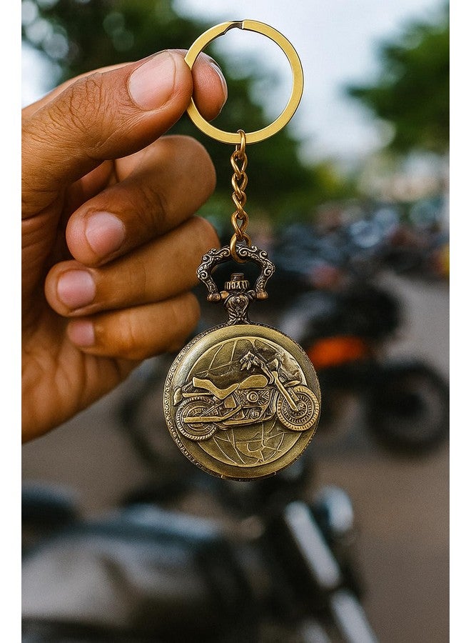 Blue Aura Motorbike Pocket Watch Keychain Nautical | Vintage Style Keychain | Retro Style Keychain | Gift for Birthday, Anniversary, Holi (Motorbike) - Image 5