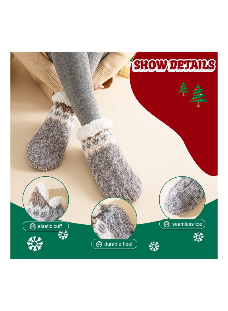 Slipper Socks for Women&Men, Fluffy Socks Thick Fleece Lined Socks Warm Sherpa Fleece Socks Fluffy Warm Socks Thick Knit Slipper Socks Ultra-Warm Fluffy Bed Socks for One Size Non Slip  - Image 5