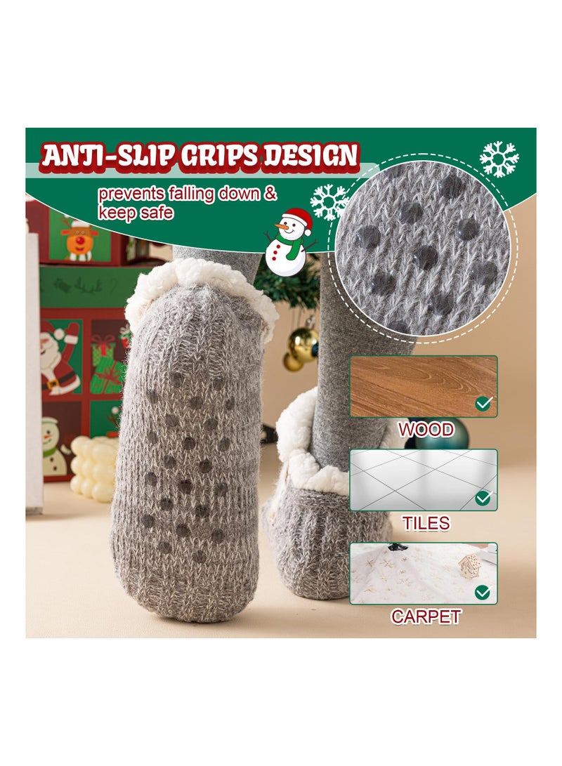 Slipper Socks for Women&Men, Fluffy Socks Thick Fleece Lined Socks Warm Sherpa Fleece Socks Fluffy Warm Socks Thick Knit Slipper Socks Ultra-Warm Fluffy Bed Socks for One Size Non Slip  - Image 4