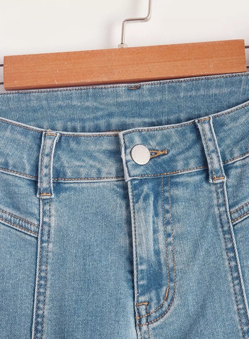 بنطال جينز بخصر مرتفع وقصة واسعة - Image 3