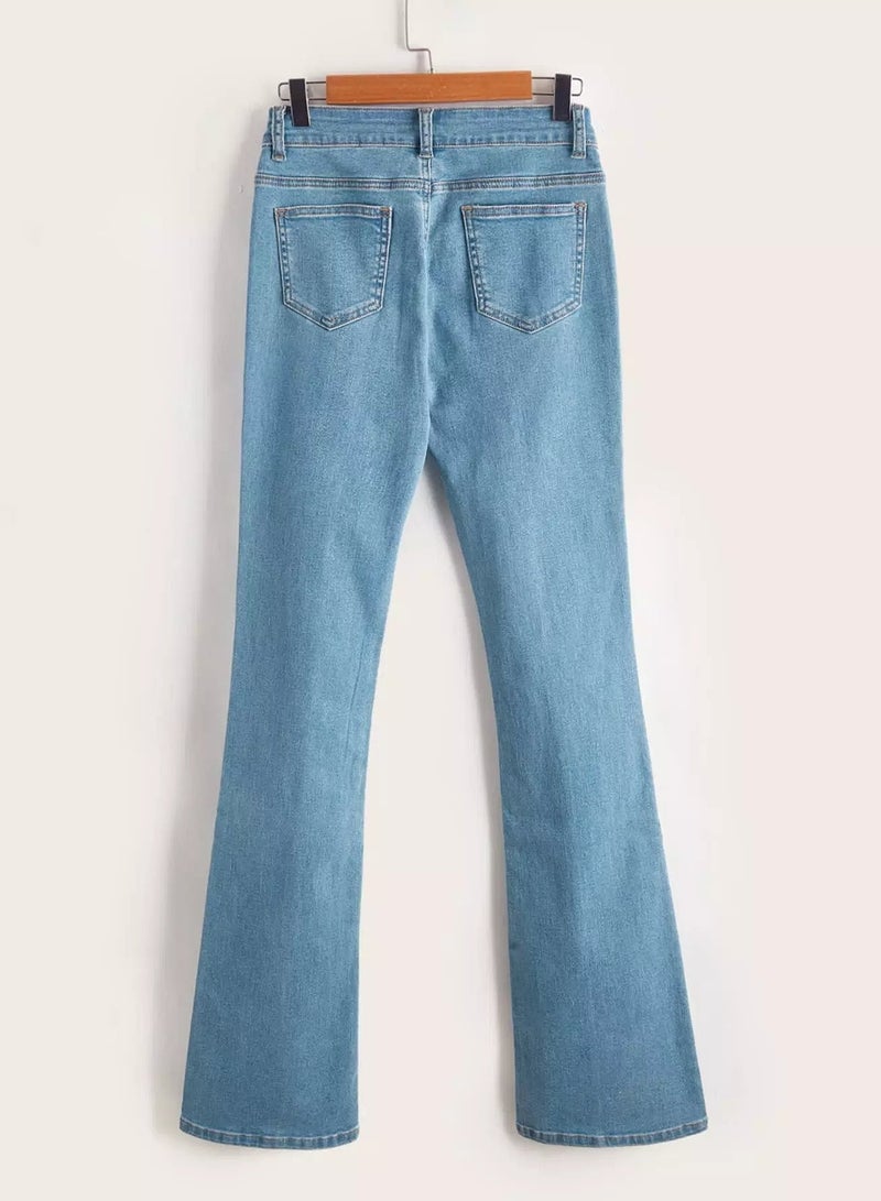 بنطال جينز بخصر مرتفع وقصة واسعة - Image 2