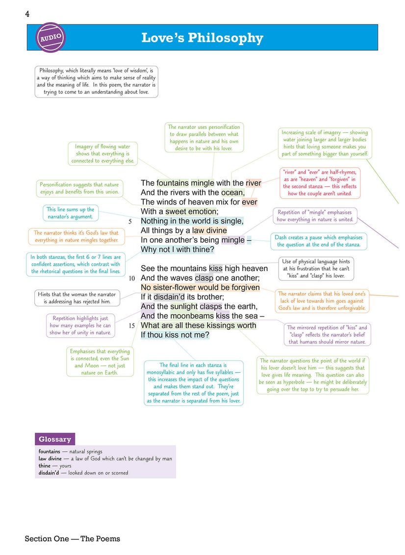 null - GCSE English AQA Poetry Guide - Love & Relationships Anthology inc. Online Edn, Audio & Quizzes - Image 1