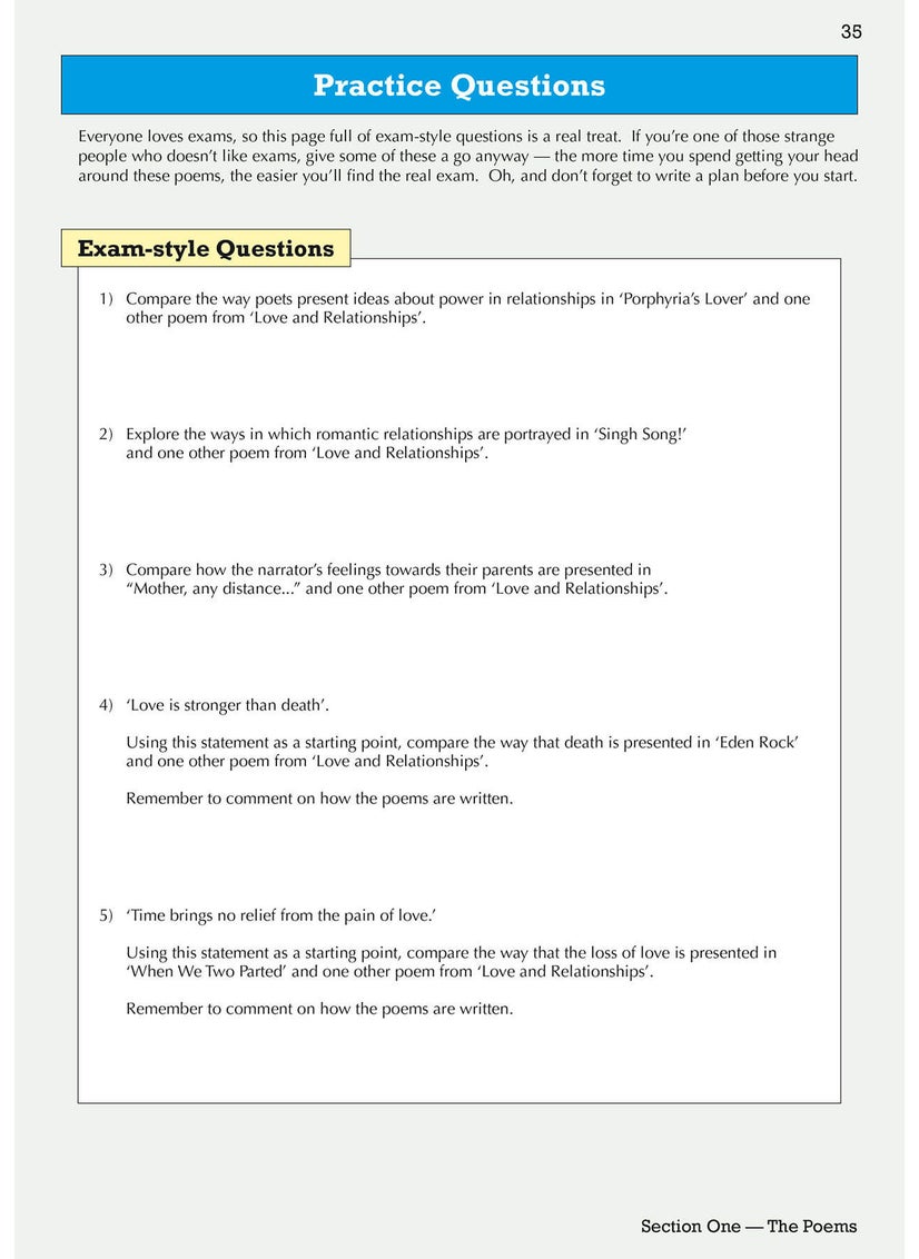 null - GCSE English AQA Poetry Guide - Love & Relationships Anthology inc. Online Edn, Audio & Quizzes - Image 1