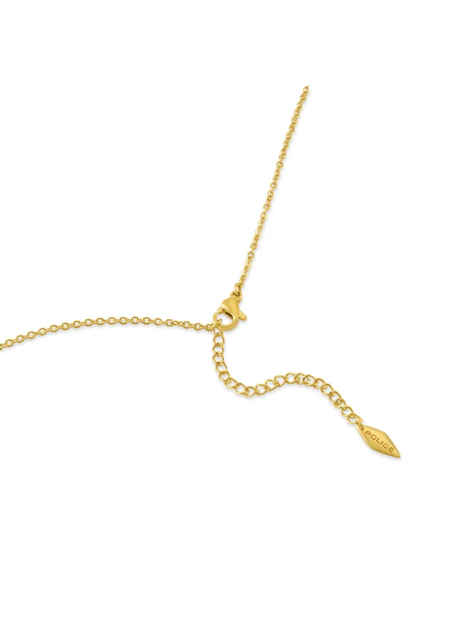 POLICE Eva Gold Necklace with Pink Dainty Pendant for Women