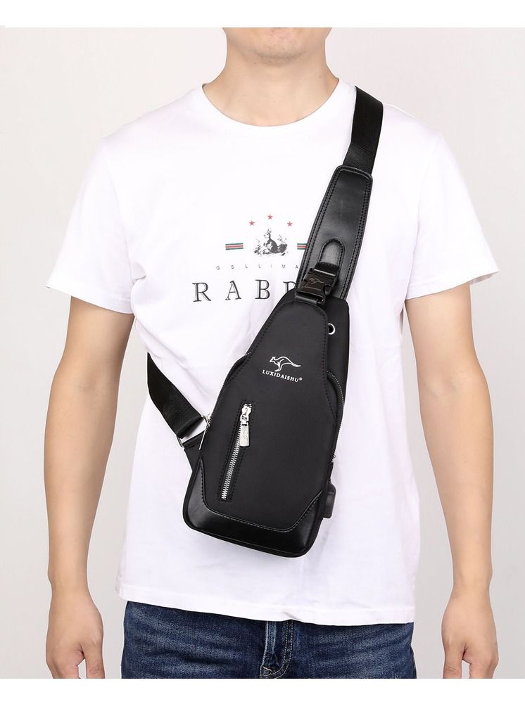 DubaiGallery Anti Theft Sling Bag, USB Charging Sport Sling Anti-Theft Shoulder Bag, Waterproof Chest Bag Motorcycle Bag Usb Charging Messenger Sling Shoulder Bags - Image 2