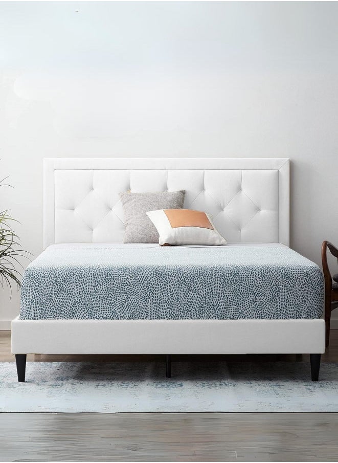 Bed and Mattress Zone Wilson Ottoman Tufted Upholstered Bed 200x180 King Size White Color 