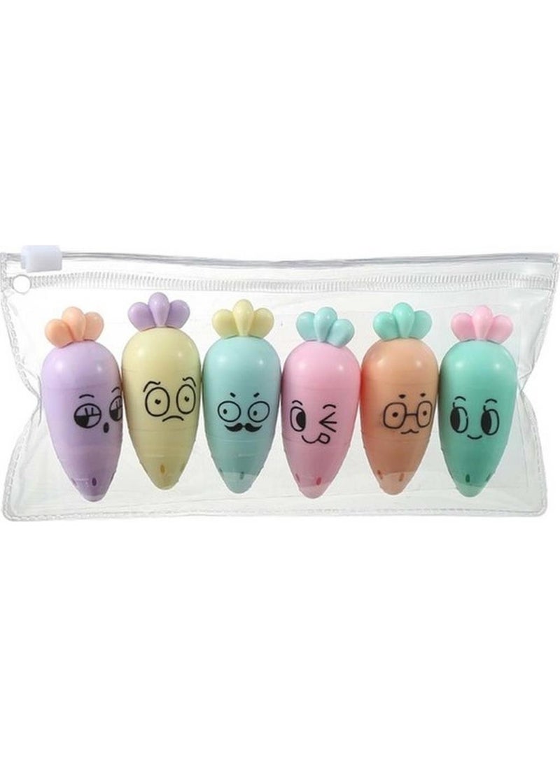 Easyso Carrot Highlighter Marker Mini 6 Pcs  - Image 1