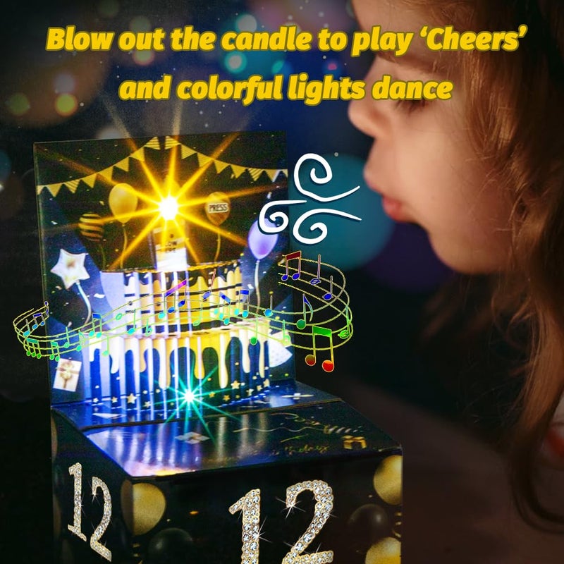 JOYJOM Money Box for Cash Gift, Birthday Money Pull Box, Happy Birthday Gift Card with Music Light 30 Bags DIY Sticker 13th 16th 18th 21th Any Age, Birthday Decorations Cash Gift Ideas for Girls Boys Adults - Image 4