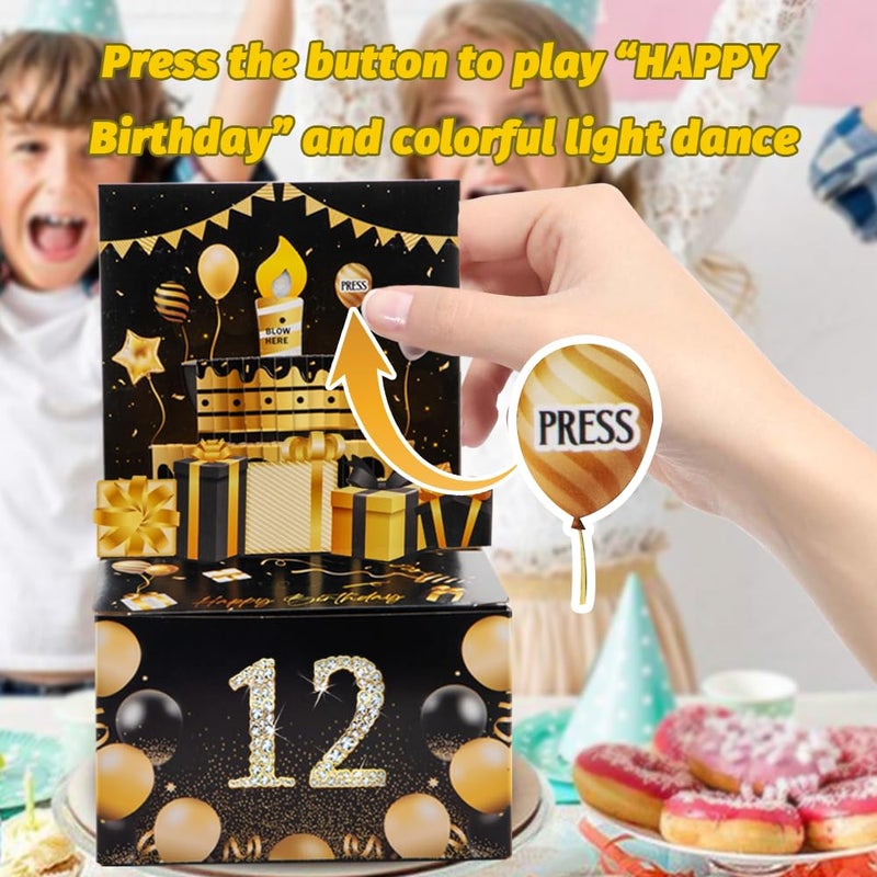 JOYJOM Money Box for Cash Gift, Birthday Money Pull Box, Happy Birthday Gift Card with Music Light 30 Bags DIY Sticker 13th 16th 18th 21th Any Age, Birthday Decorations Cash Gift Ideas for Girls Boys Adults - Image 2