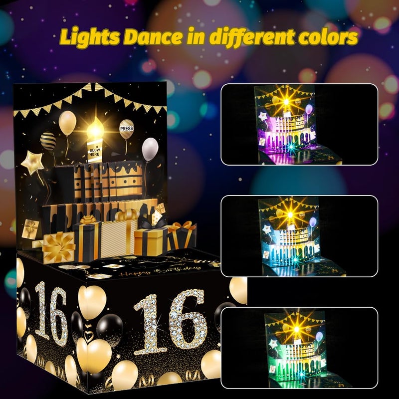 JOYJOM Money Box for Cash Gift, Birthday Money Pull Box, Happy Birthday Gift Card with Music Light 30 Bags DIY Sticker 13th 16th 18th 21th Any Age, Birthday Decorations Cash Gift Ideas for Girls Boys Adults - Image 5