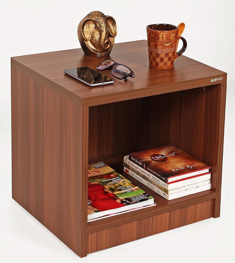 BLUEWUD Oliver Engineered Wood Bed Side Table End Table with Storage Lamp Flower Stand for Bedroom Home Furniture Brown Maple - Image 1