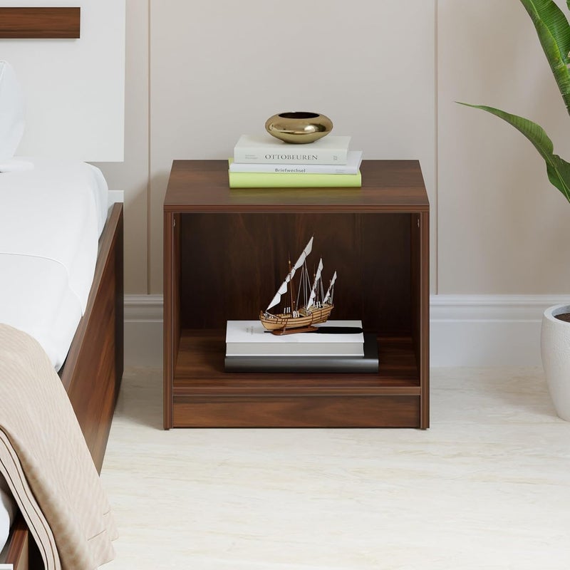 BLUEWUD Oliver Engineered Wood Bed Side Table End Table with Storage Lamp Flower Stand for Bedroom Home Furniture Brown Maple - Image 2