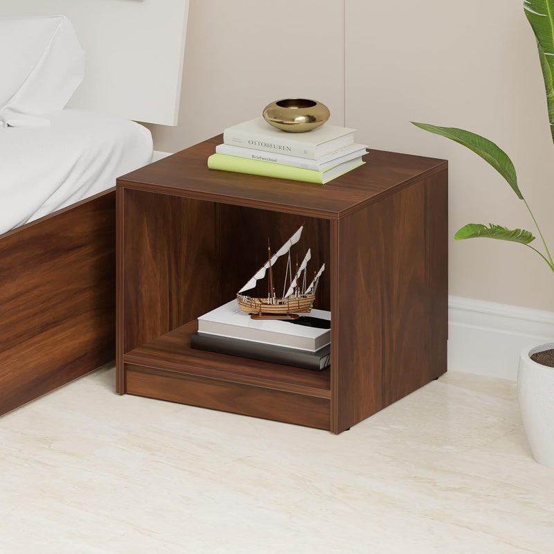 BLUEWUD Oliver Engineered Wood Bed Side Table End Table with Storage Lamp Flower Stand for Bedroom Home Furniture Brown Maple - Image 3