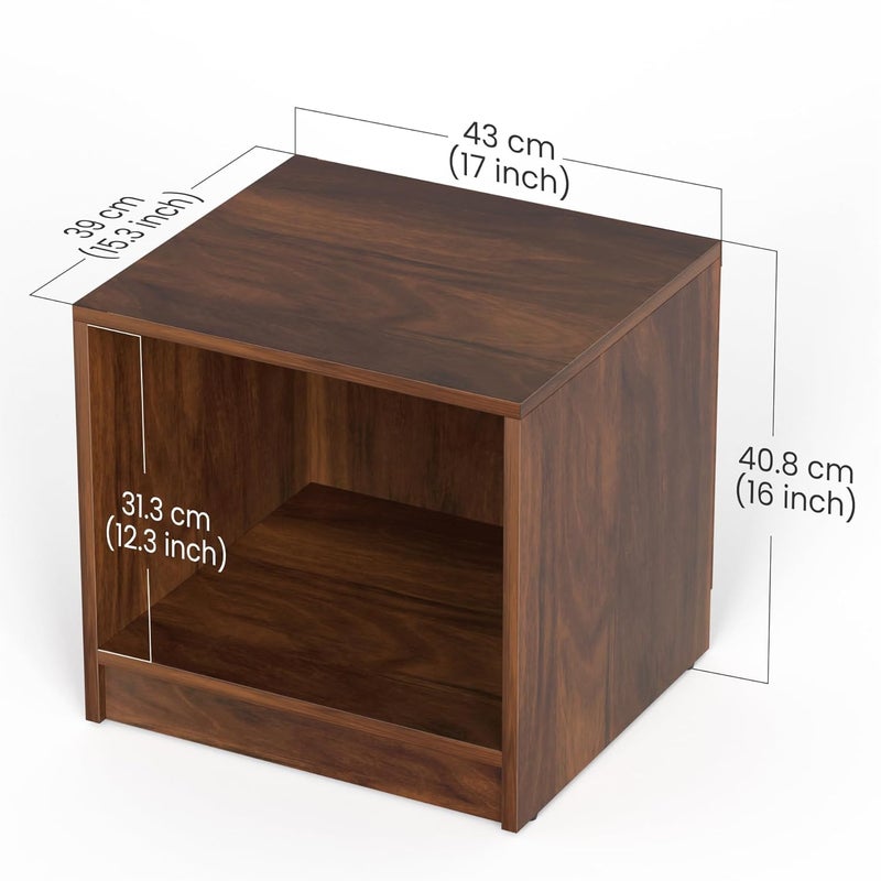 BLUEWUD Oliver Engineered Wood Bed Side Table End Table with Storage Lamp Flower Stand for Bedroom Home Furniture Brown Maple - Image 4