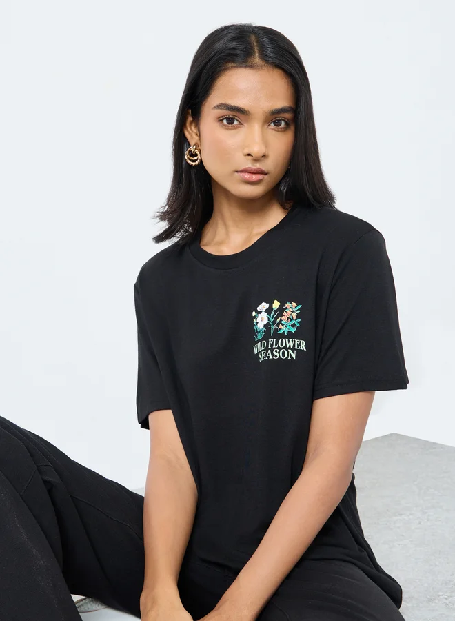 Take Two Take Two Slogan Print Oversized T-Shirt