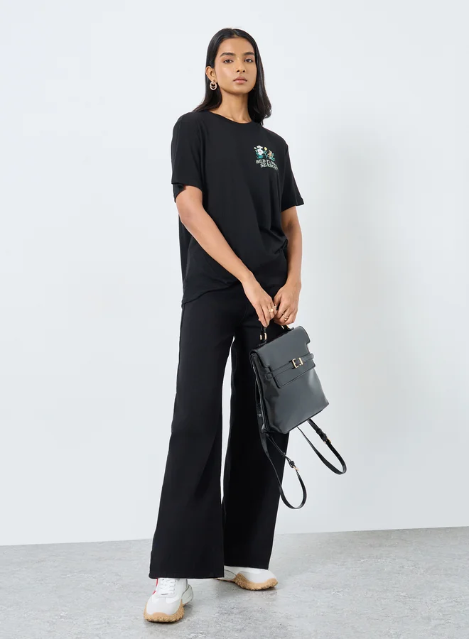 Take Two Take Two Slogan Print Oversized T-Shirt