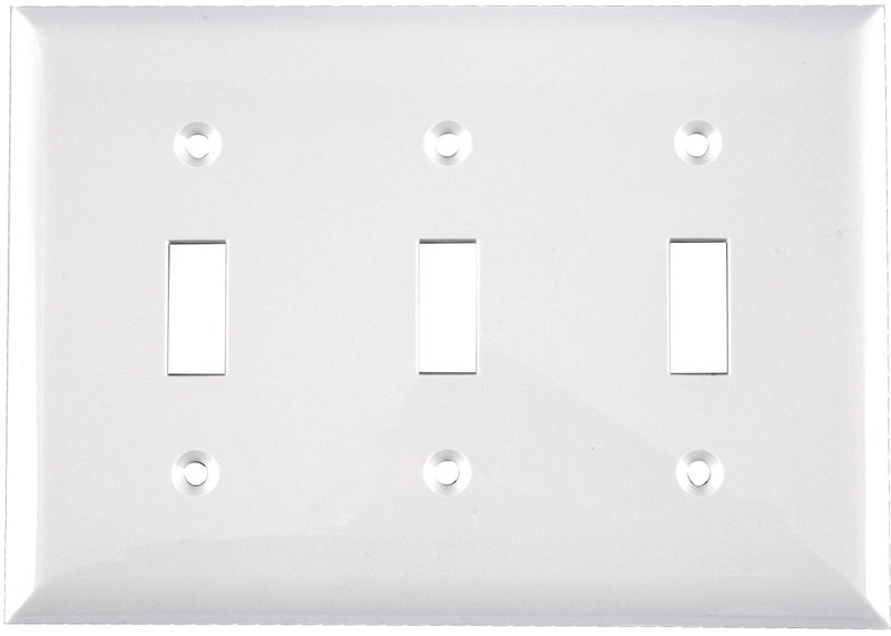 Power Gear Triple Wall Plate Cover, 3 Gang, Light switch cover, 6.5” x 4.5” , Outlet Covers, Screws Included, White, 50166 - Image 1