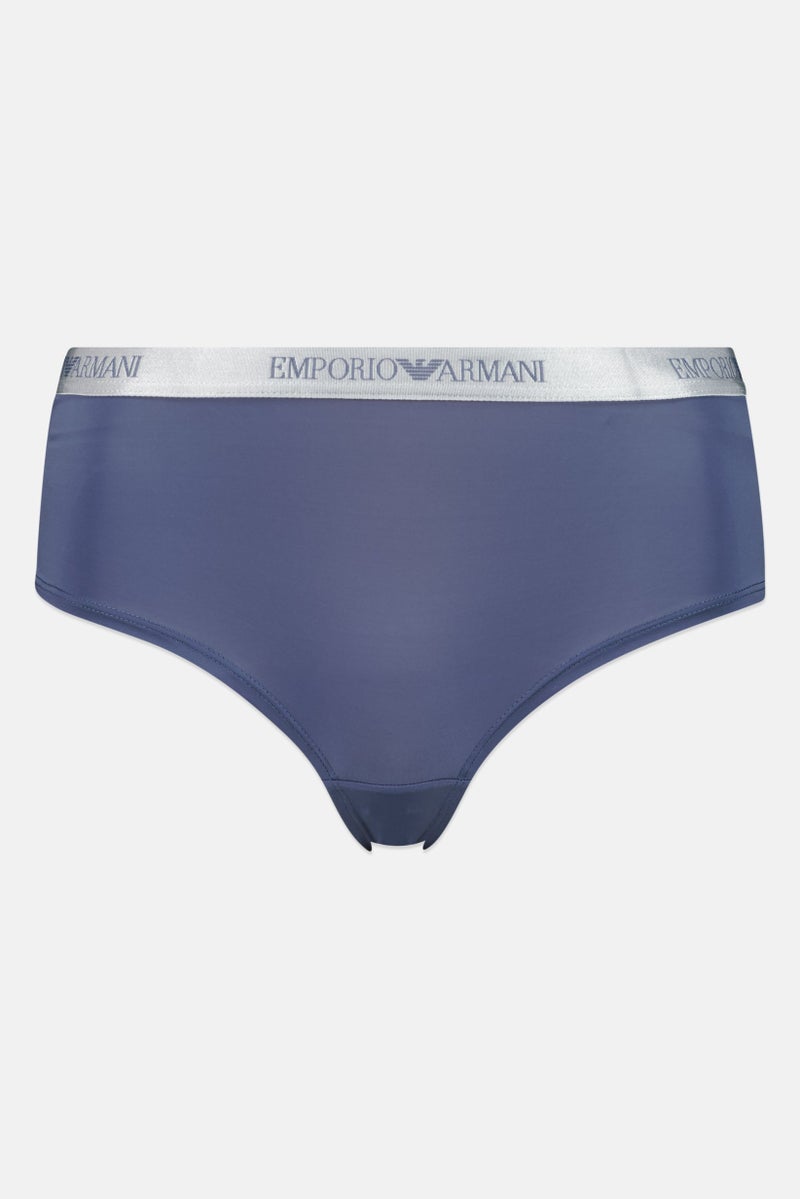 EMPORIO ARMANI Women Brand Logo Pull On Panty, Slate Blue - Image 1
