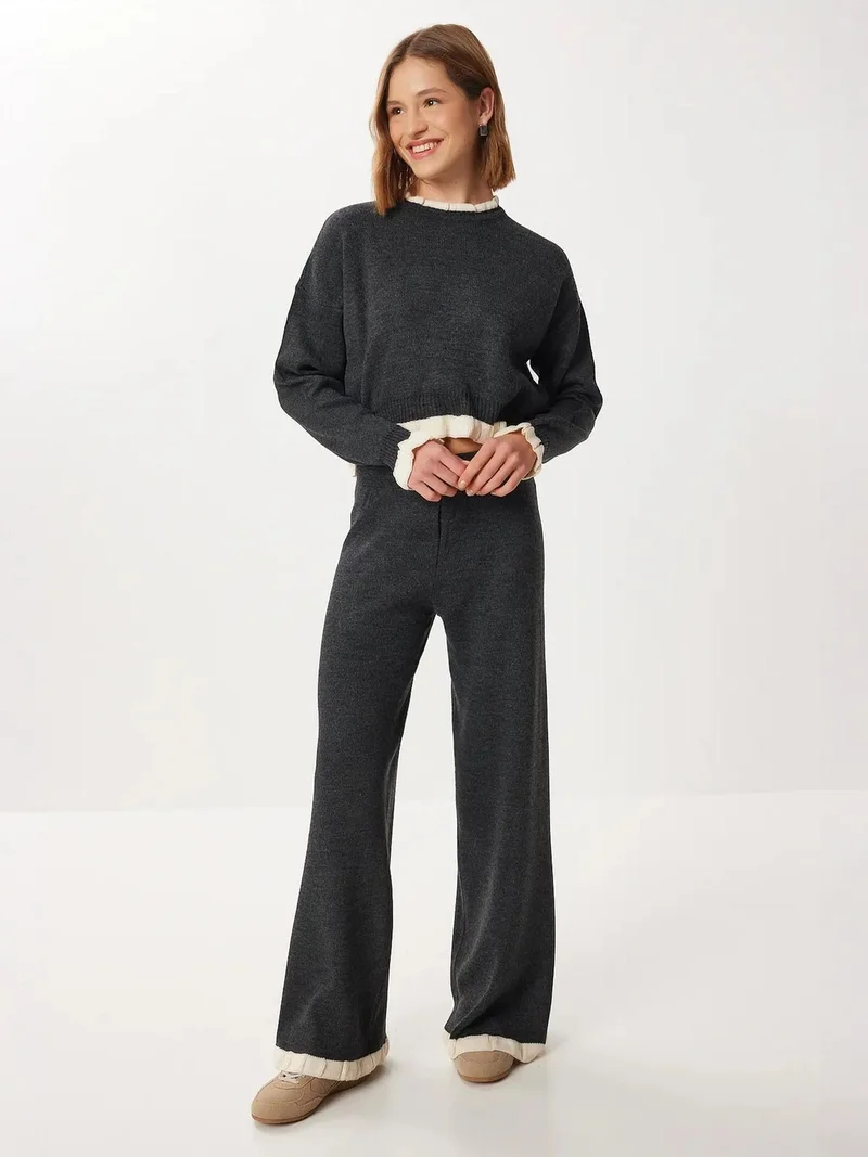 إسطنبول الساحرة ISTANBUL Ruffle Detailed Sweater and Wide Leg Pants Co-ord Set