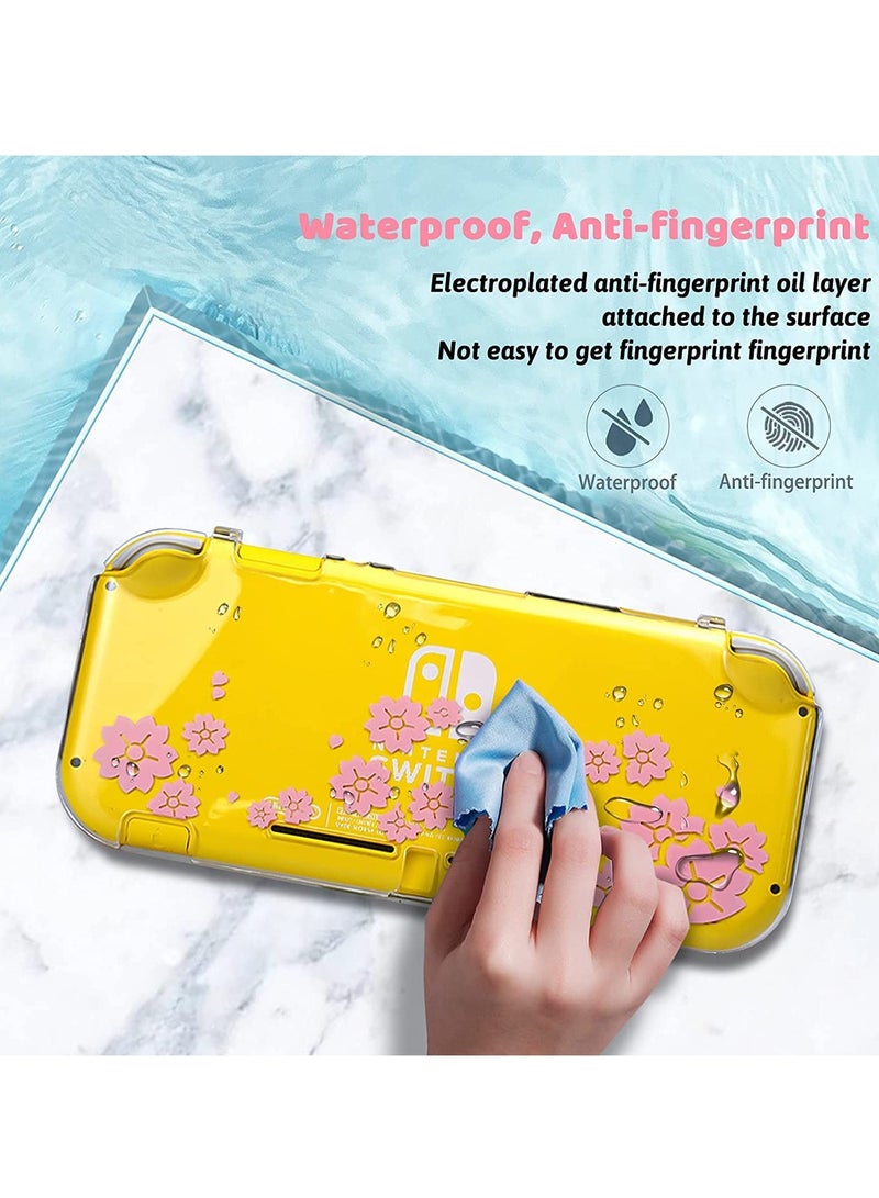 Protective Case for Switch Lite Clear Hard PC Cover Split Design Shockproof Anti-Scratch Shell Accessories for Joycon Controller with ShockAbsorption Pink Sakura - Image 3