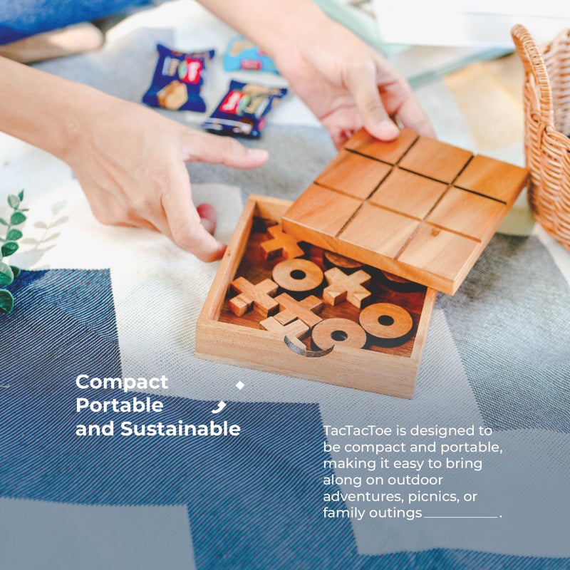 BSIRI Wooden Tic Tac Toe Game - Brain Teaser Puzzles for Adults and Unique Gifts for Kids, Coffee Table Decor Living Room Decor Modern Wood Decor, Classic Board Games for Family (5.5 Inch) - Image 4