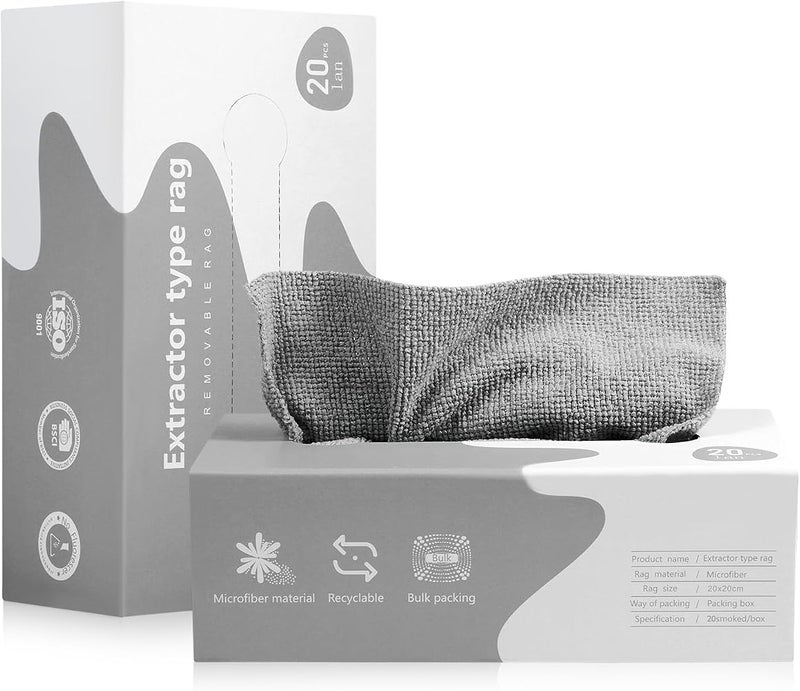 BIGTHREE Microfiber Cleaning Cloth Rags in A Box, 2 Pack Glass Cleaning Towel, Reusable Wipes for Cleaning, Strong Water and Oil Absorption Cleaning Rags for Home, Kitchen and Car(Grey, 20 Pcs/Box) - Image 1