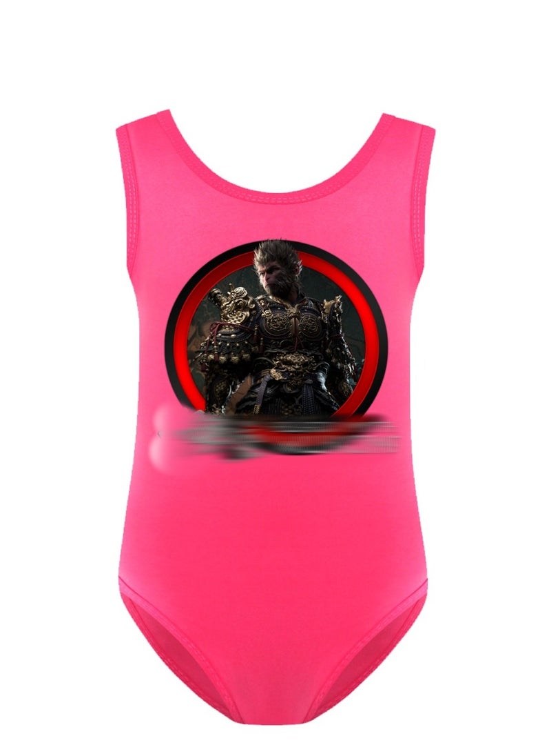 MQD Black Myth Goku Girls' One Piece Swimsuit And Cap Set 