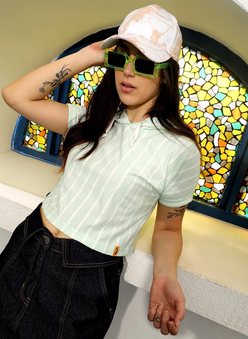 Women's Mint Green Striped Top