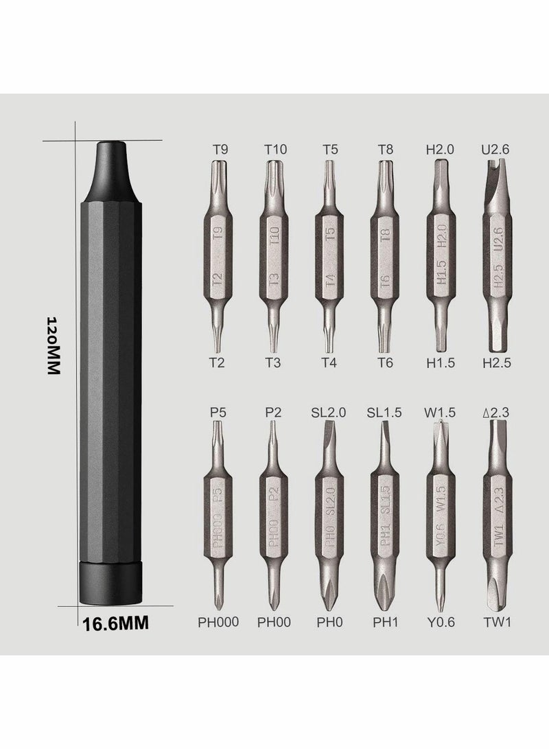 SYOSI Screwdriver Set Pen 24 in 1 Pocket Precision Mini Magnetic Small Screw Driver Kit with 24pcs Phillips & Flathead S2 Steel Bits  - Image 2