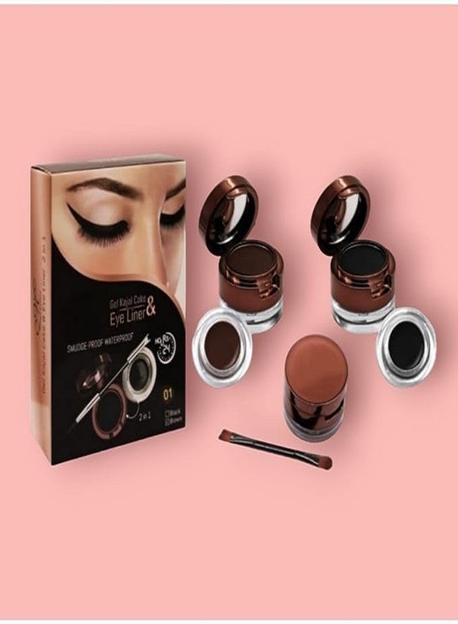 MagicHuda Magic Huda 2 In 1 Waterproof Gel Kajal Cake Eyeliner With Brush Black - Image 1