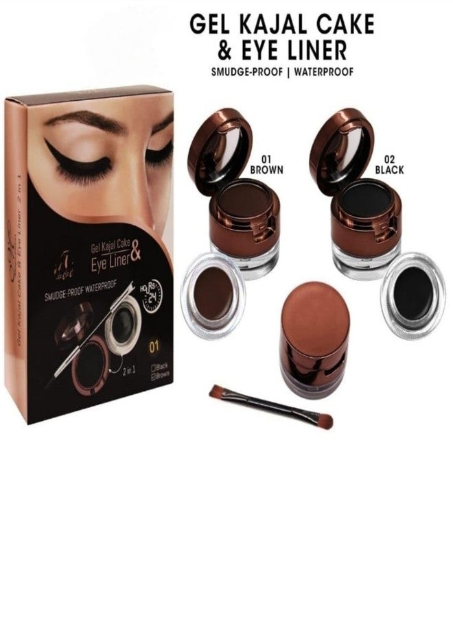 MagicHuda Magic Huda 2 In 1 Waterproof Gel Kajal Cake Eyeliner With Brush Black - Image 2