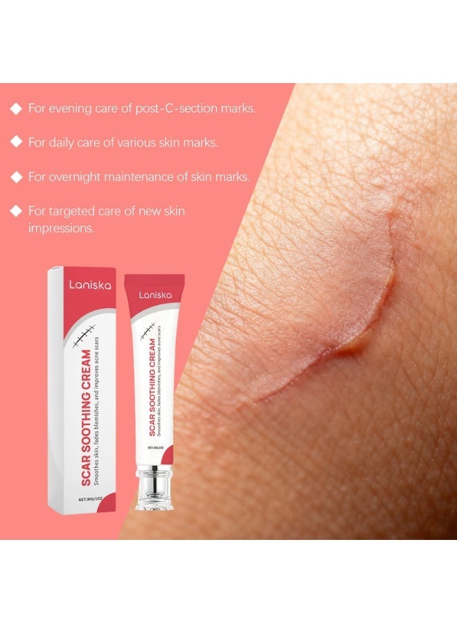 لانيسكا كريم تهدئة الندوب من 2-PACKS، للعناية المتقدمة بالندوب الناتجة عن حب الشباب، علامات العملية القيصرية وعلامات التمدد، كريم لطيف لإصلاح البشرة مع سينتيلا أسياتيكا، تركيبة غير دهنية تناسب جميع أنواع البشرة، 30 جم*2. - Image 2