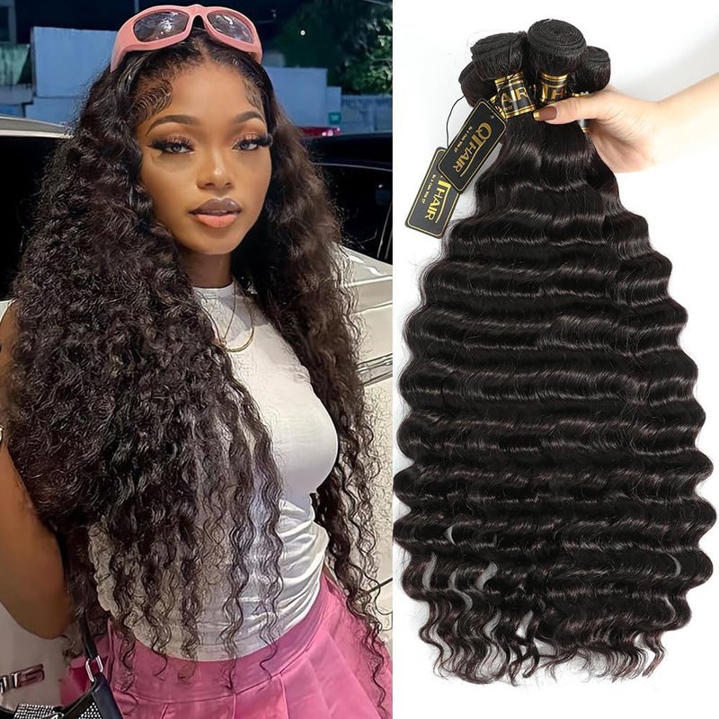 QTHAIR QTHAIR 16A Brazilian Loose Deep Wave Bundles Human Hair 14 16 18 20 Natural Color 100 Unprocessed Virgin Human Hair Bundles Brazilian Virgin Loose Deep Curly Hair Bundles 