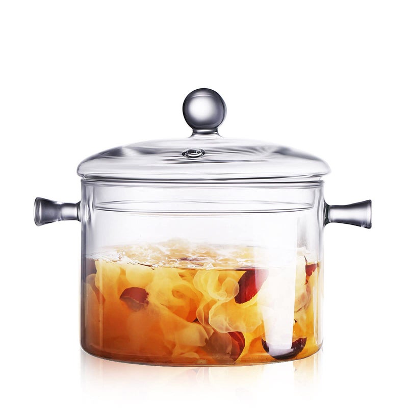 AEFPOYMXU Clear Glass Simmer Pot for Stove Potpourri Cooking Saucepan with Cover Cookware Set Heat-Resistant Stovetop Pot And Pan with Lid, Soup, Milk, Baby Food,Fruit and Spices 1.5L/ 50 FL OZ - Image 5