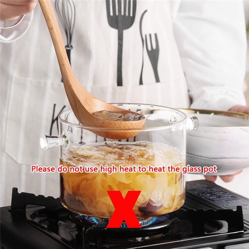 AEFPOYMXU Clear Glass Simmer Pot for Stove Potpourri Cooking Saucepan with Cover Cookware Set Heat-Resistant Stovetop Pot And Pan with Lid, Soup, Milk, Baby Food,Fruit and Spices 1.5L/ 50 FL OZ - Image 4
