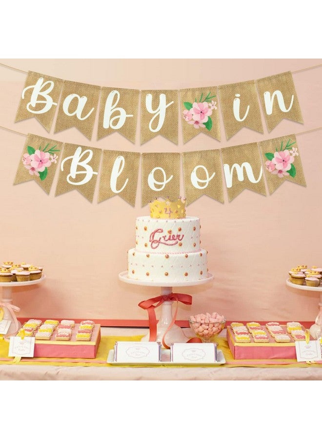 ANGOLIO 2Pcs Floral Baby in Bloom Baby Shower Burlap Banner Decoration Wall Hanging Floral Banner Decor Pattern With Rope Baby Shower Hanging Banner Sign Decor Theme Party Indoor Decorations - Image 4