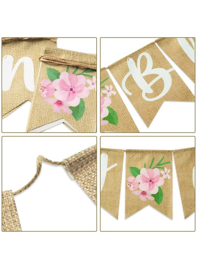 ANGOLIO 2Pcs Floral Baby in Bloom Baby Shower Burlap Banner Decoration Wall Hanging Floral Banner Decor Pattern With Rope Baby Shower Hanging Banner Sign Decor Theme Party Indoor Decorations - Image 3