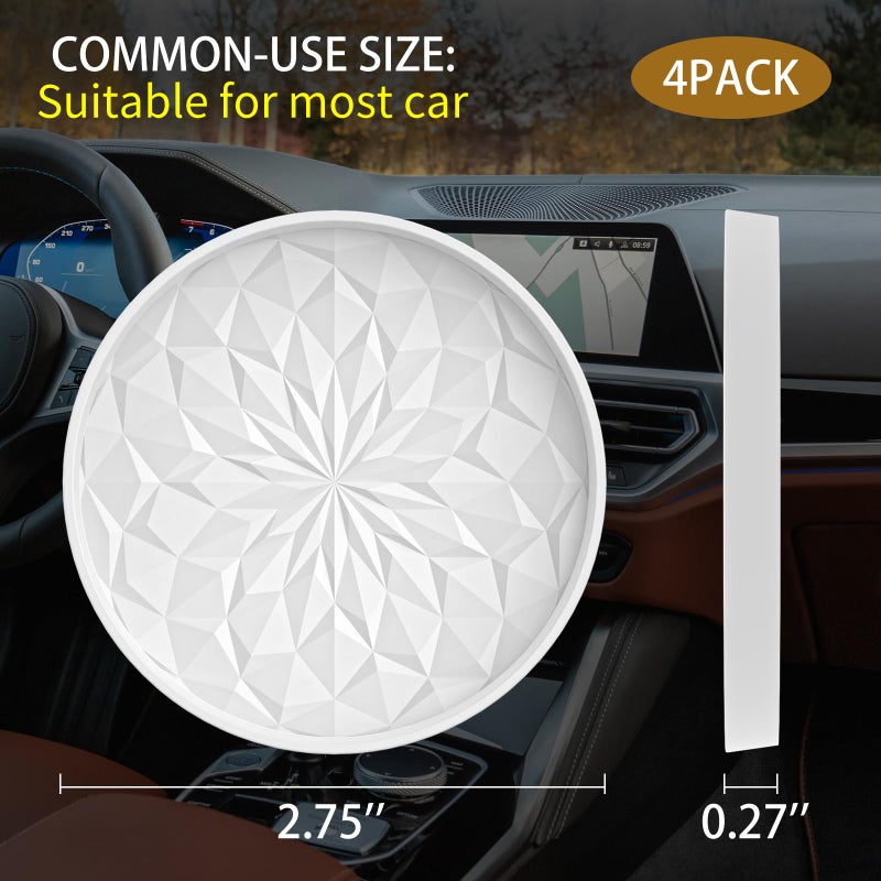 ME.FAN Car Coasters for Cup Holders [4 Pack] - 2.75In Silicone Auto Mug Mats - Universal Non-Slip Recessed Car Interior AccessoriesWhite - Image 2