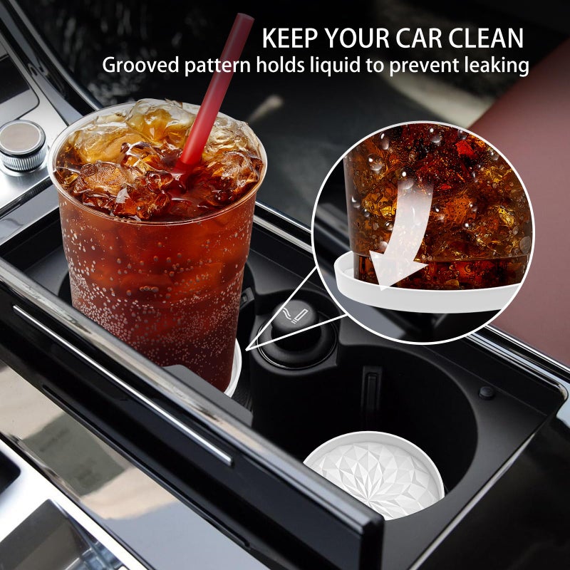 ME.FAN Car Coasters for Cup Holders [4 Pack] - 2.75In Silicone Auto Mug Mats - Universal Non-Slip Recessed Car Interior AccessoriesWhite - Image 3