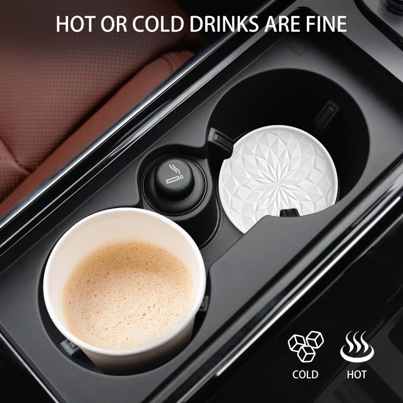 ME.FAN Car Coasters for Cup Holders [4 Pack] - 2.75In Silicone Auto Mug Mats - Universal Non-Slip Recessed Car Interior AccessoriesWhite - Image 5