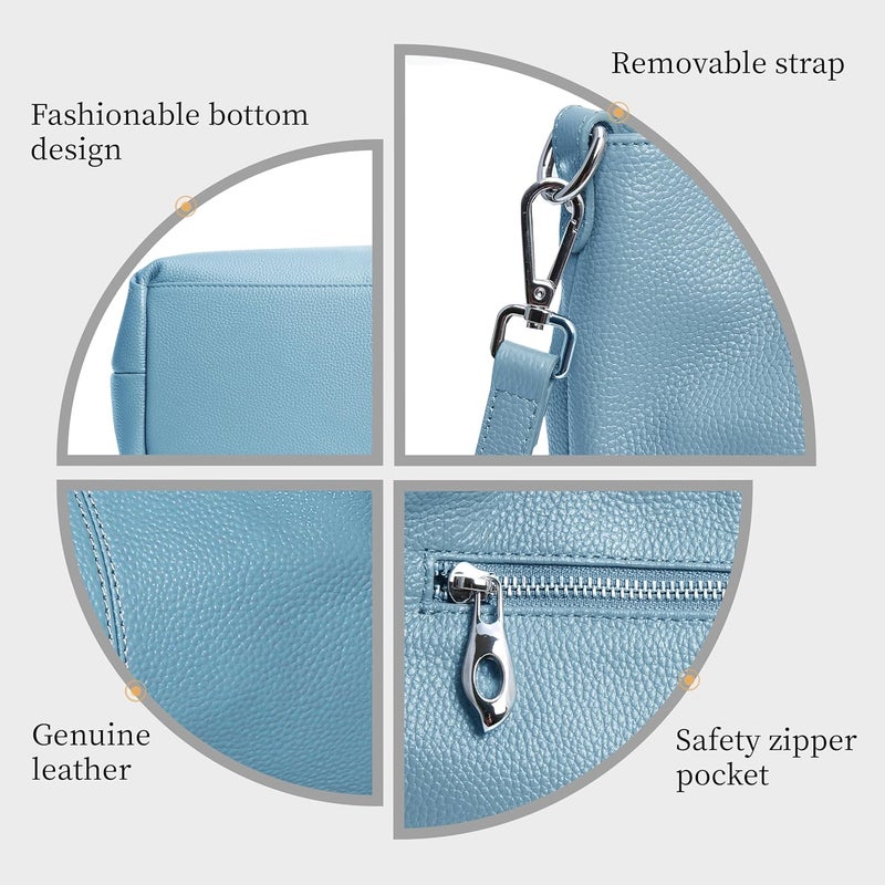 Iswee Genuine Leather Shoulder Bags Purses and Handbags for Women Satchel Designer Cross Body Hobo Medium Size Tote - Image 4