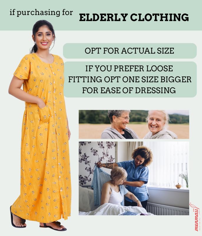 MENMAII Full Length [L-4XL] - Women's Full Open/Front Buttoned Multipurpose Nighty for Pregnancy/Elderly/Patient/Feeding/Hospital Purpose Nighty [a Kind of Adaptive Clothing] -[Mustard_3XL] - Image 5