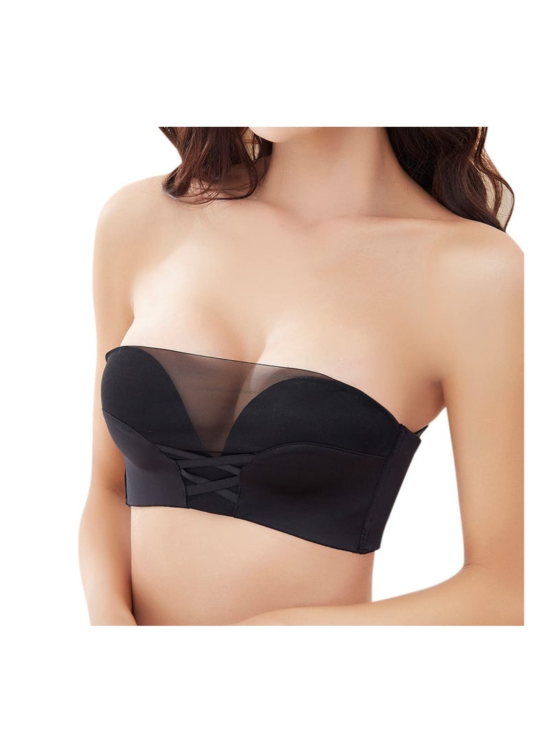 SYOSI - Women's Seamless Molded Cup Hybrid Strapless Bandeau Bra Strapless Bra for Women Wirefree Non-Slip Lace Bandeau Bra Seamless Padded Comfy Tube Top 36/80AB - Image 1