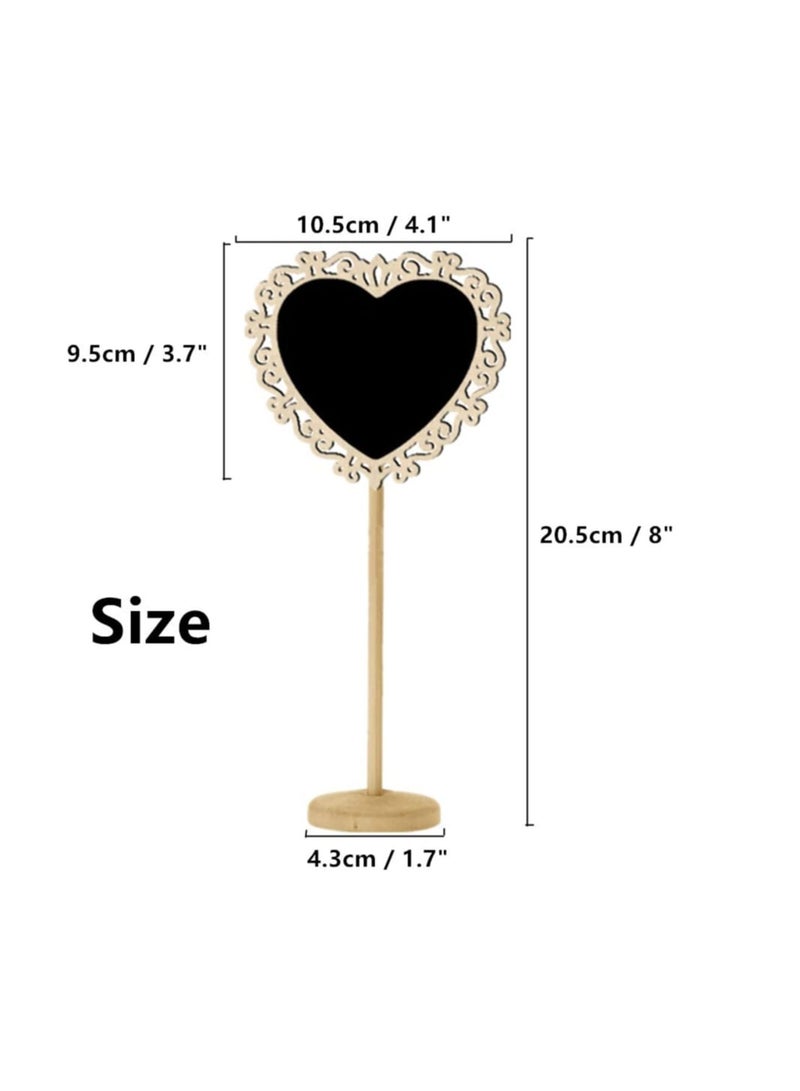 Zikra 15 Pcs Mini Portable Wooden Blackboard, Small Chalkboard Signs Love Heart Shape Food Signs for Wedding, Birthday Parties, Table Numbers and Special Event Decoration - Image 4