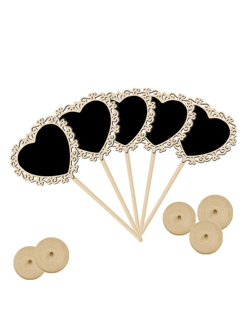 Zikra 15 Pcs Mini Portable Wooden Blackboard, Small Chalkboard Signs Love Heart Shape Food Signs for Wedding, Birthday Parties, Table Numbers and Special Event Decoration - Image 5