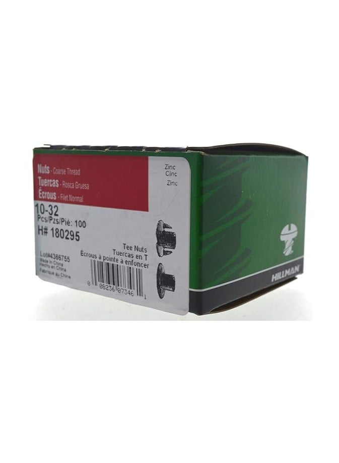 Hillman 180295 Pronged Tee Nut, 10-32 , Pack of 100 , Zinc - Image 2